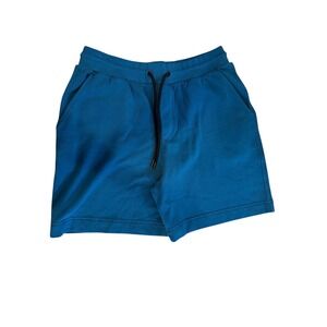 The Kooples Mens Teal Blue Cotton Fleece Drawstring Sweat Shorts Size Medium New